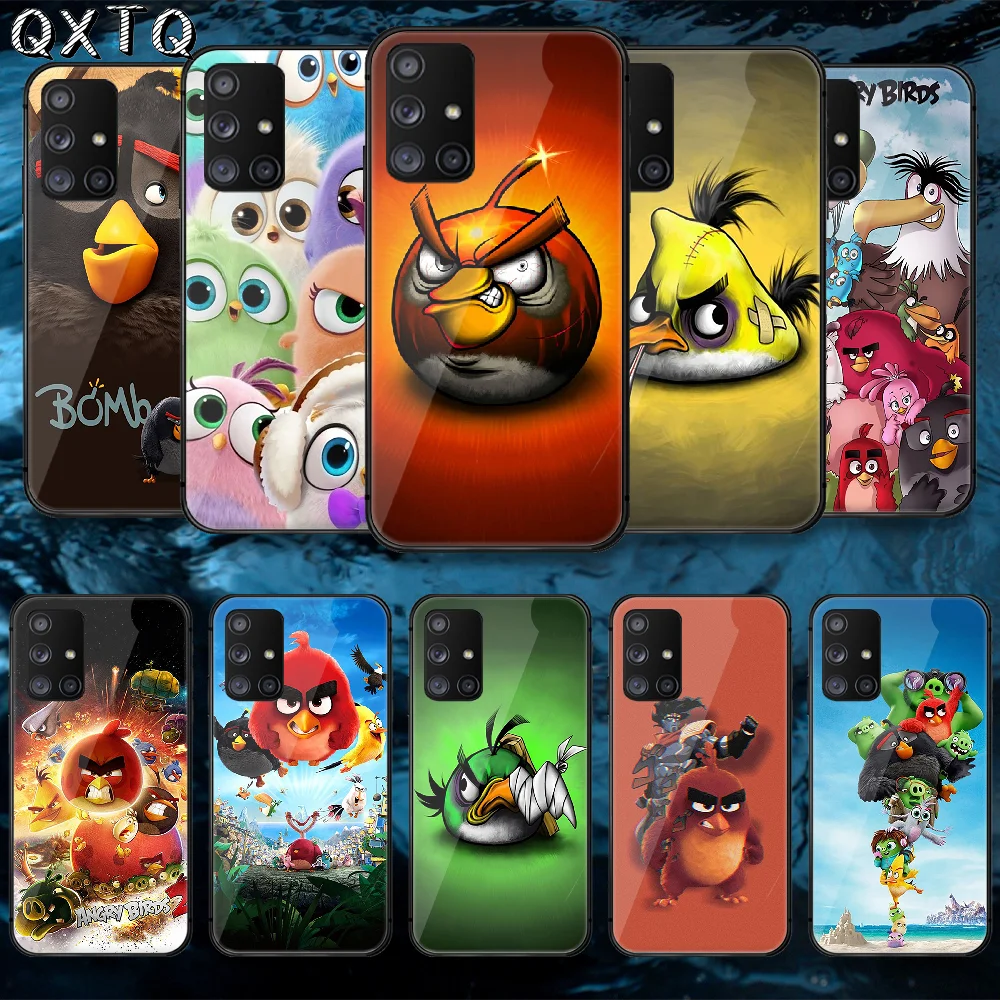 

QXTQ Angry Game Bird Tempered Glass Phone Case Bag Cover For Samsung Galaxy A 10 12 20E 21 30 32 50 40 51 52 70 71 72 Cover