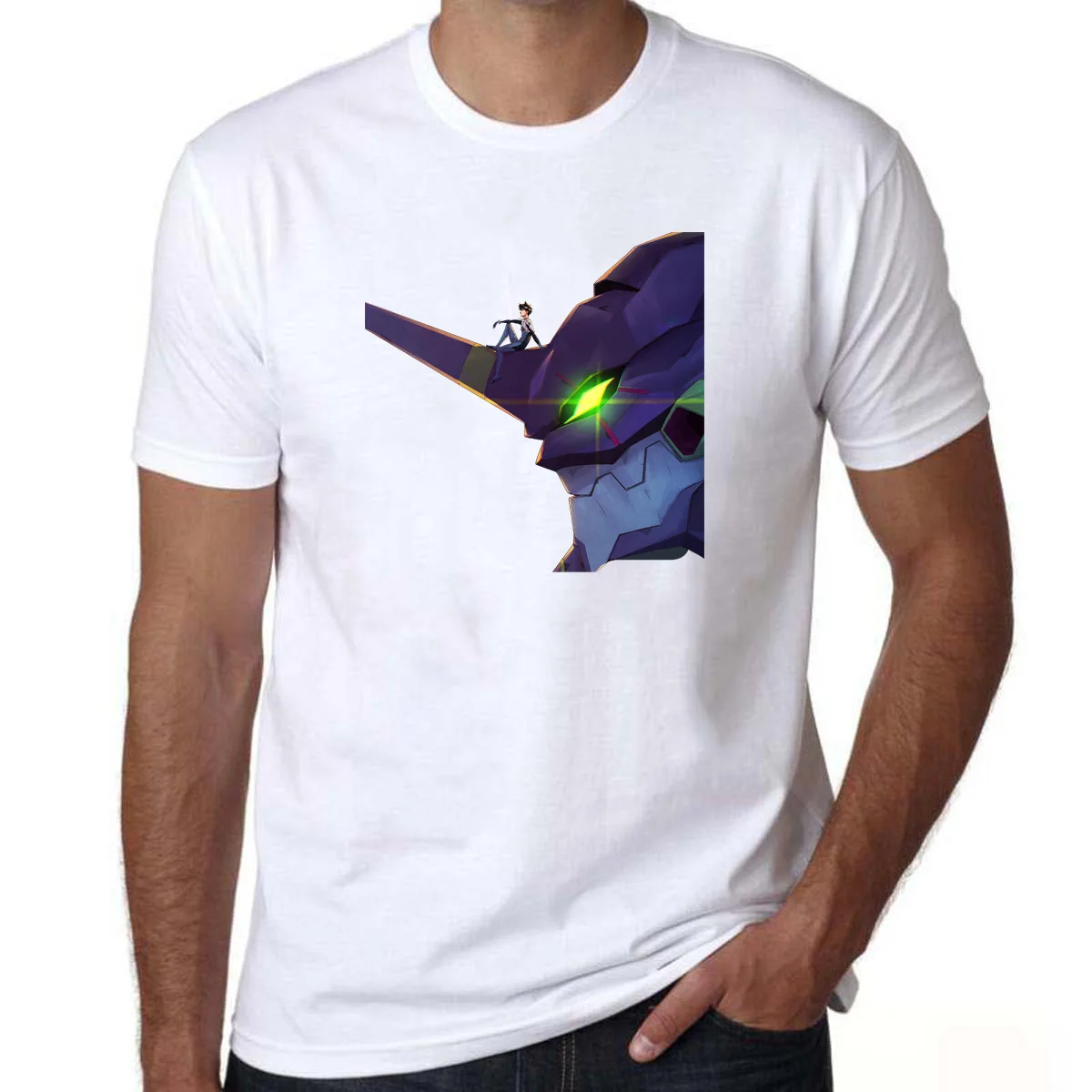 

Hot Anime Evangelion EVA01 Art Print T-shirts Summer Casual Short Sleeve O-neck Cotton Top Tees Fashion Cosplay Shirts For Fans