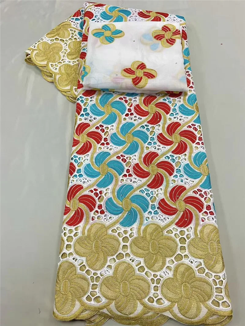 

Comfortable cotton lace fabric with headcraf new fashion 5+2yards african swiss voile lace for women party dress KC11211