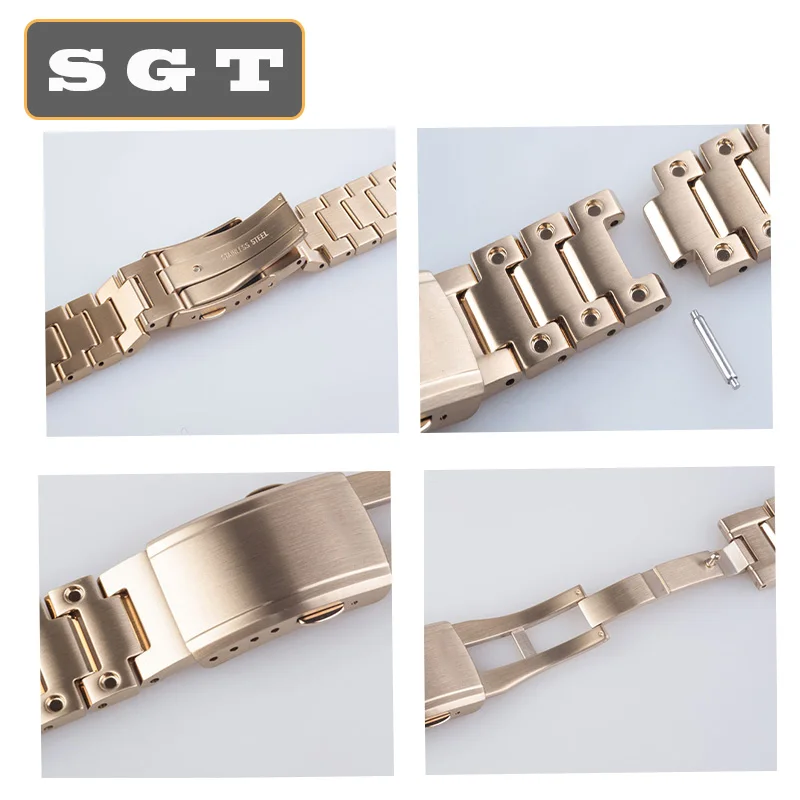 Rose Gold DW5600 GW-5000 5035 GW-M5610 watchband and case stainless steel high quality metal strap steel belt tools