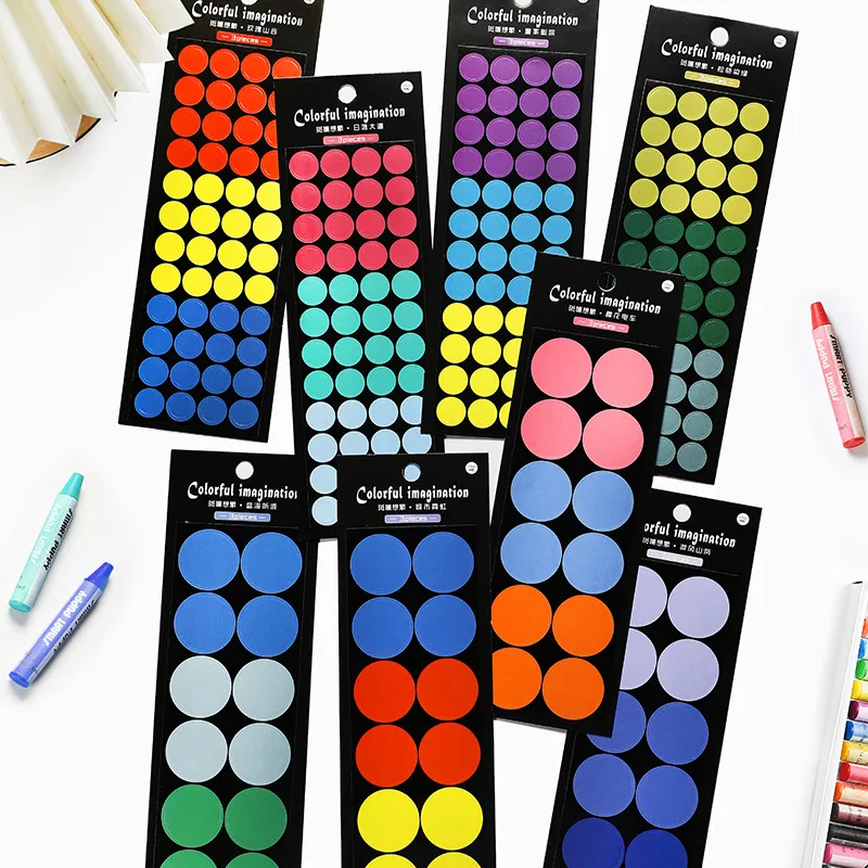 

3 Sheets Round Dot Stickers Colorful Labels Circle Journaling Decals for DIY Diary Planner Scrapbooking Photo Albums