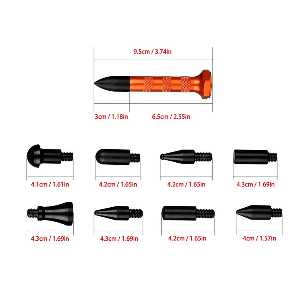 

Flattening Pen with 9Pcs Heads Tap Down Pen Car Body Dent Removing Dents Tool Car Paintless Dent Repair Tools