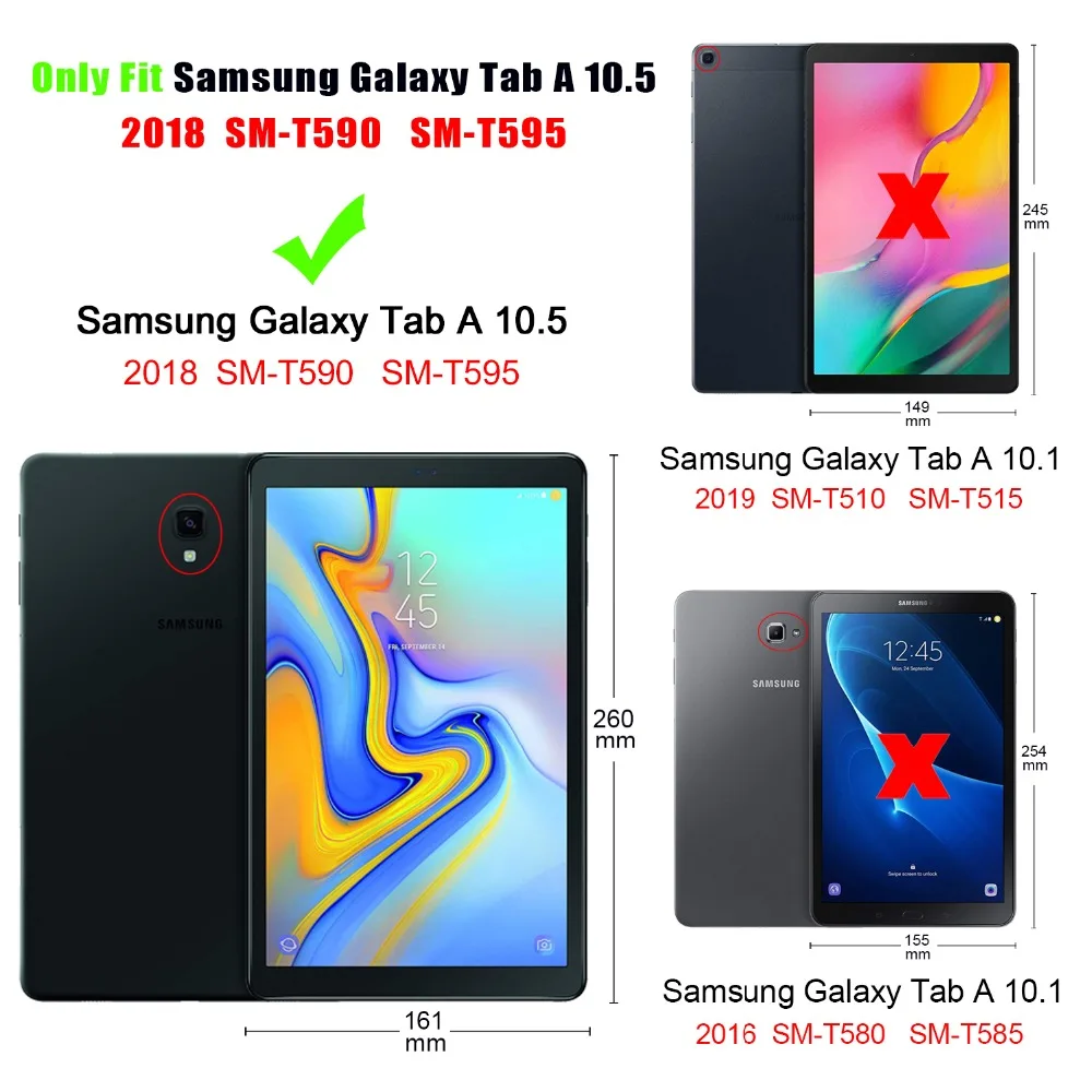 Чехол для Samsung Galaxy Tab A 10 5 2018 SM T590 T595 искусственная кожа + Жесткий ПК задняя крышка