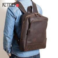 aetoo new leather mens shoulder bags head leather travel backpacks fashion fashion bags business computer bags