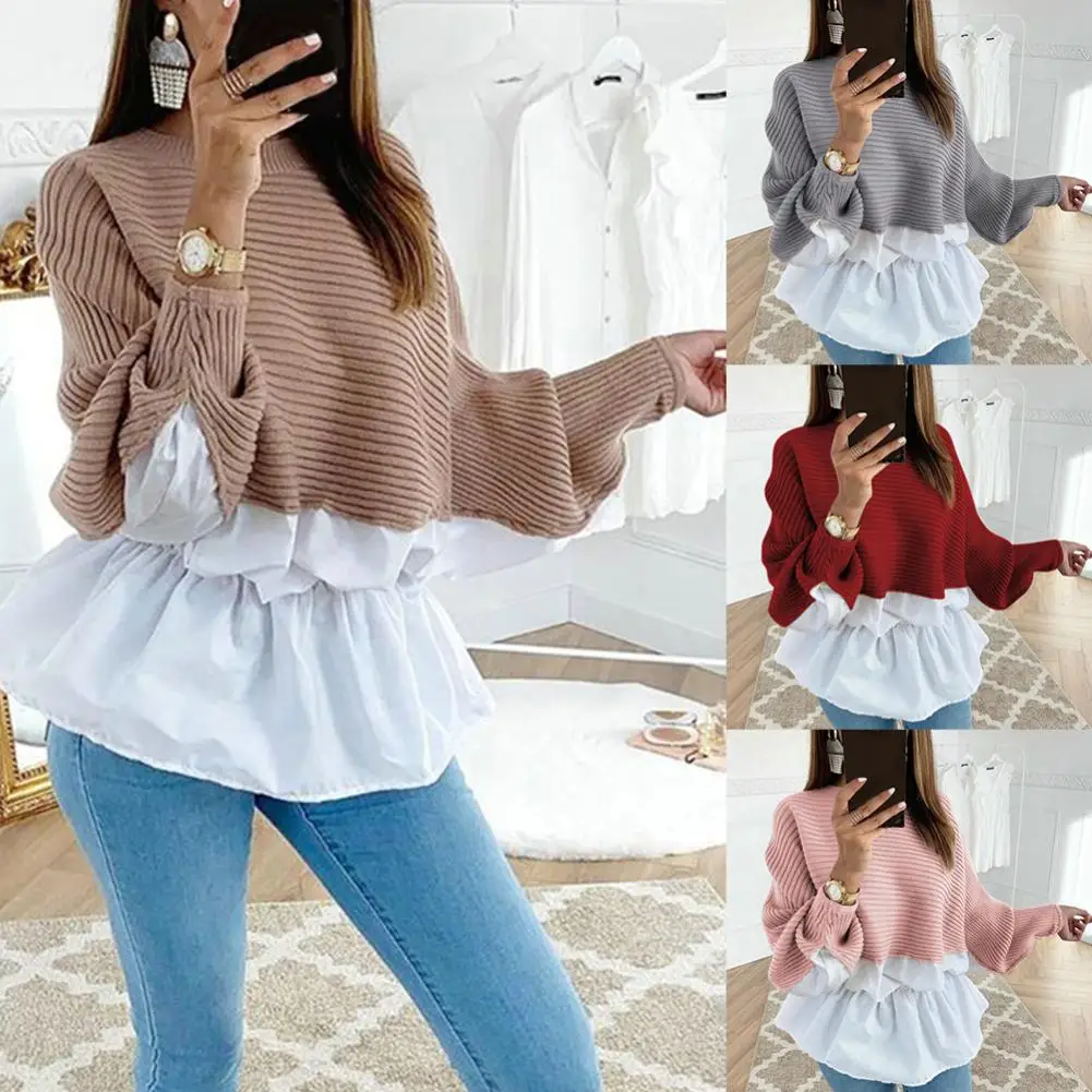 Зимняя женская футболка с длинным рукавом повседневная круглым вырезом