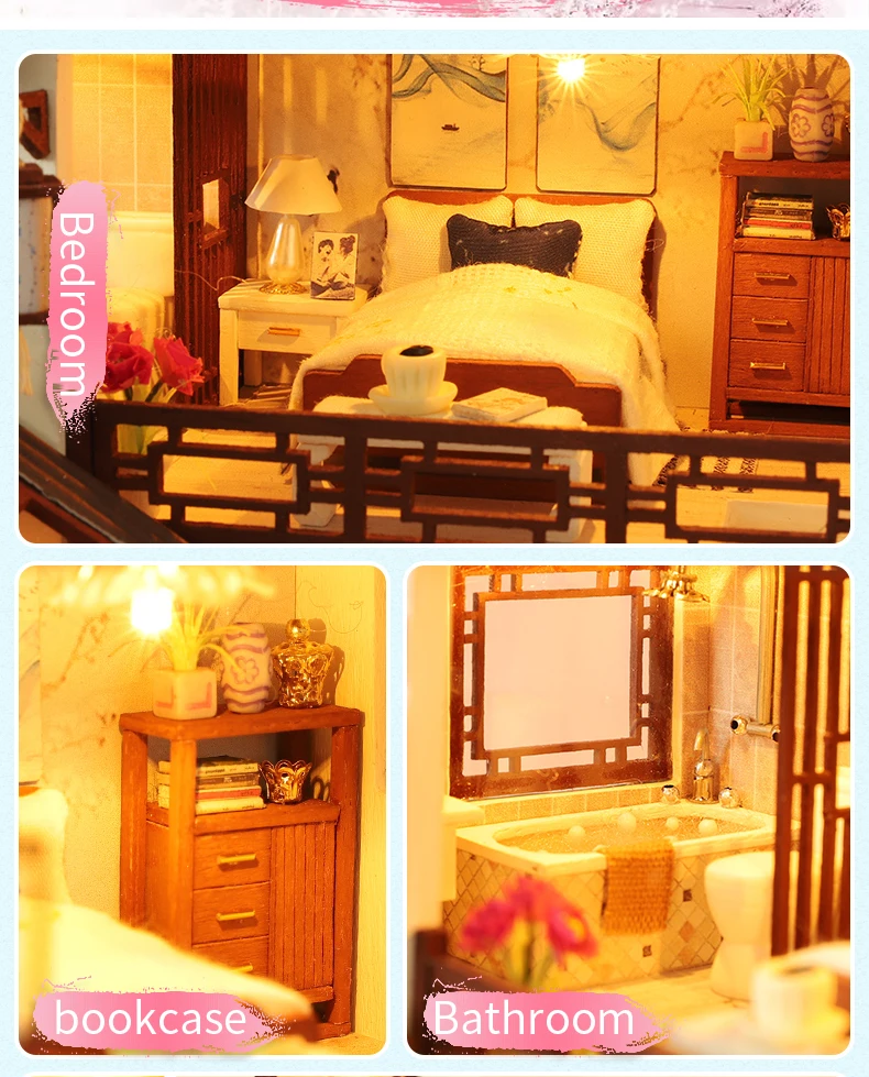 CUTEBEE детские игрушки кукольный дом мебель собирать деревянные миниатюрные кукольные аксессуары Diy кукольный домик, головоломка, развивающие игрушки для детей