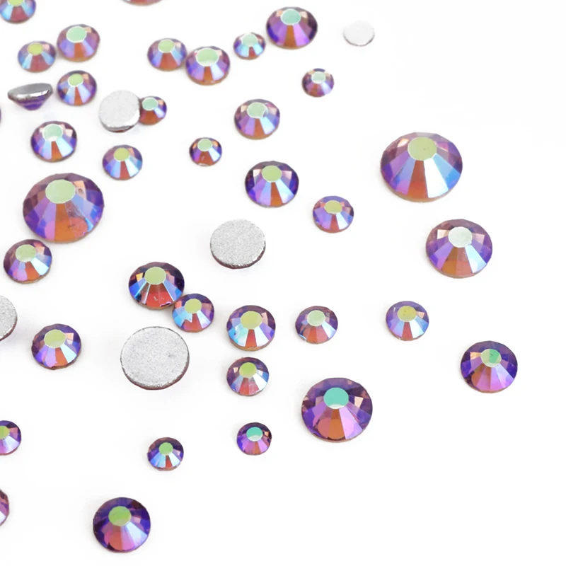 Смешанный размер светильник фиолетовая Серебристая основа стразы с плоским