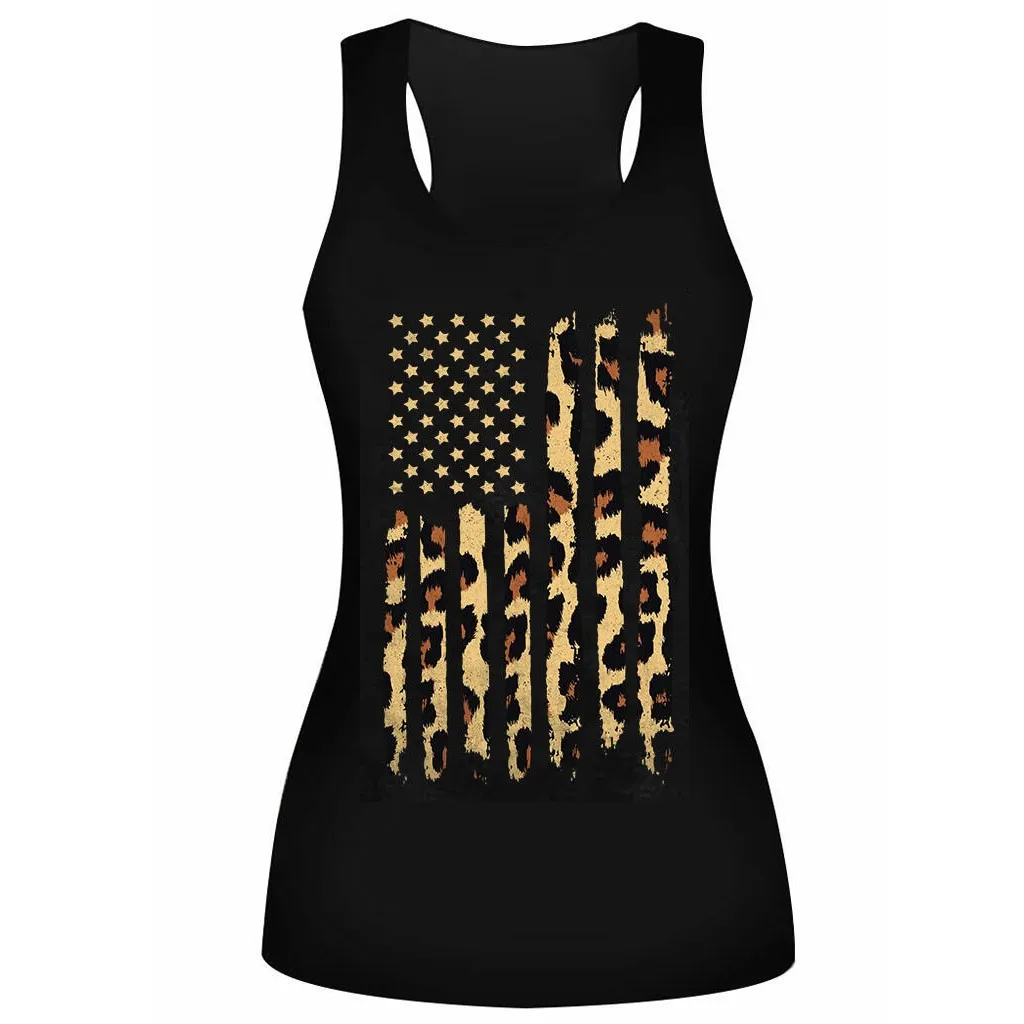 Модные новые женские топы с леопардовым принтом/принтом подсолнуха без рукавов