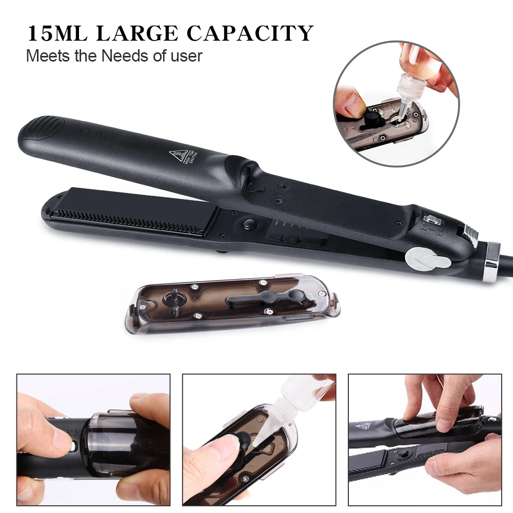 Паровые выпрямители для волос на пару Steam Straighteners for Hair Professional Salon Ceramic Tourmaline Vapor Flat Iron 2 in 1 Straightener and Curler on.