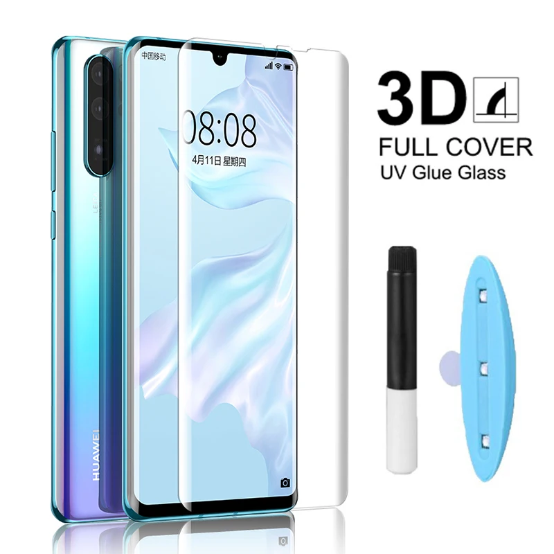 Защита для экрана Huawei P40 P30 Pro УФ стекло Mate 30 P20 20 Lite наножидкое клей закаленное