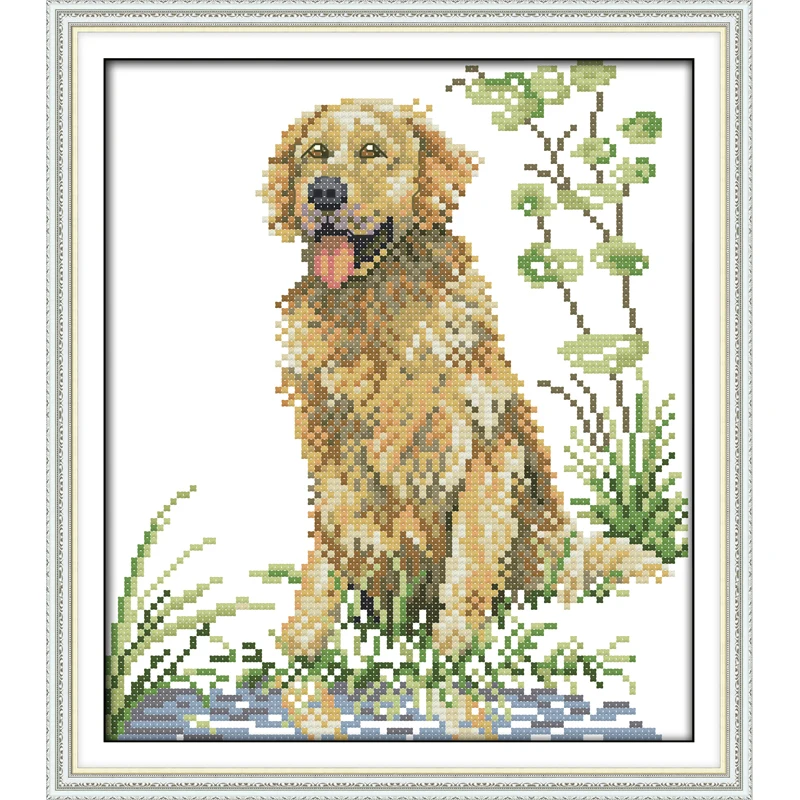 

Everlasting Love Poolside Hound Chinese Cross Stitch Kits Ecological Cotton Stamped 14 11CT DIY Gift Wedding Decoration For Home