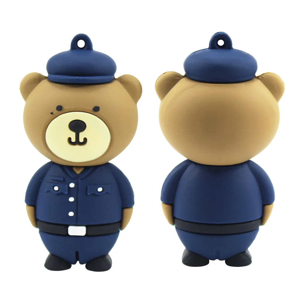 

Новый USB флеш-накопитель мультяшный медведь полицейский флеш-накопитель 4 ГБ 8 ГБ 16 ГБ 32 ГБ 64 Гб 128 МБ Милая карта памяти персональный подарок