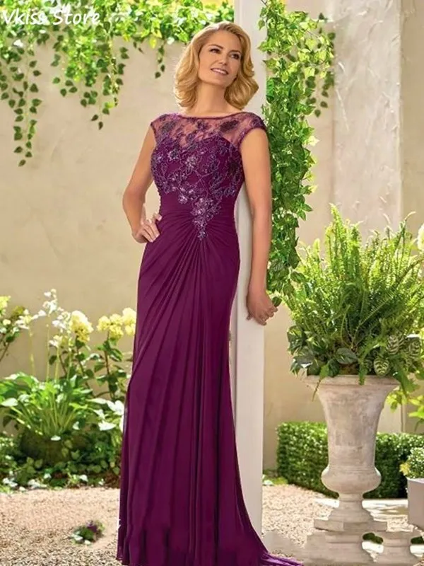 Элегантный Мать свадебное платье с кружевами и аппликацией крестная Свадебные