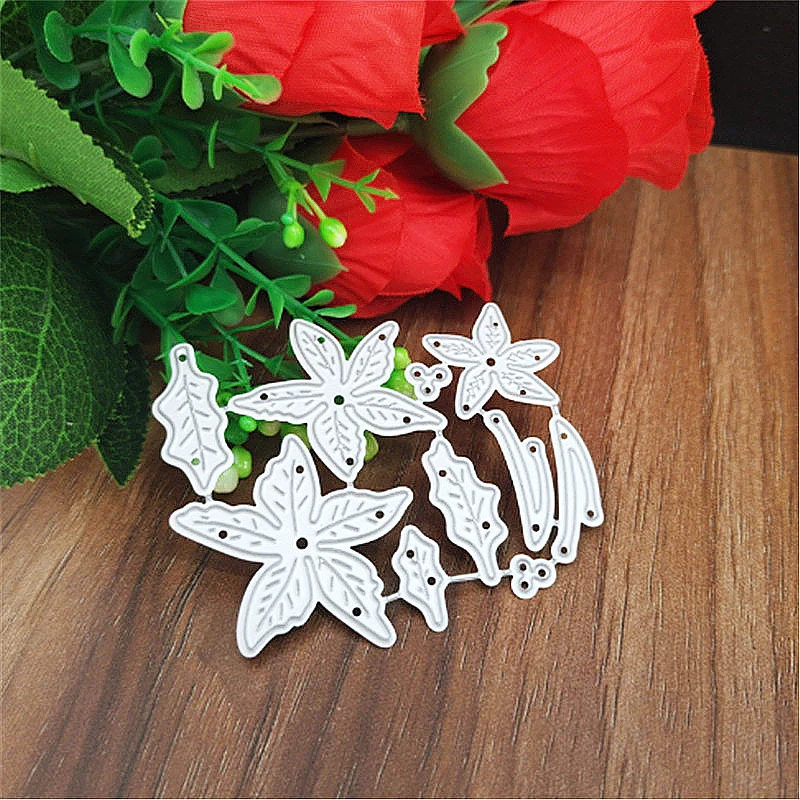 Металлические Вырубные штампы форма для вырезания рождественские цветы листья