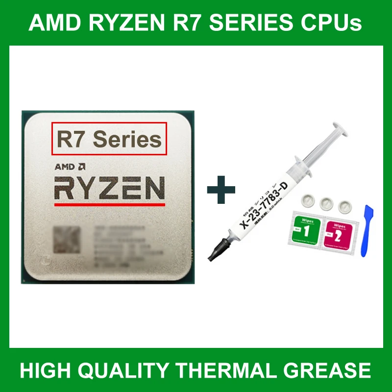 [해외] AMD Ryzen 7 프로세서 써멀 그리스 포함  RYZEN 7 5800X 써멀 페이스트  R7 3800X 8 코어  RYZEN CPU R7 3700X 컴퓨터 하드웨어 DIY