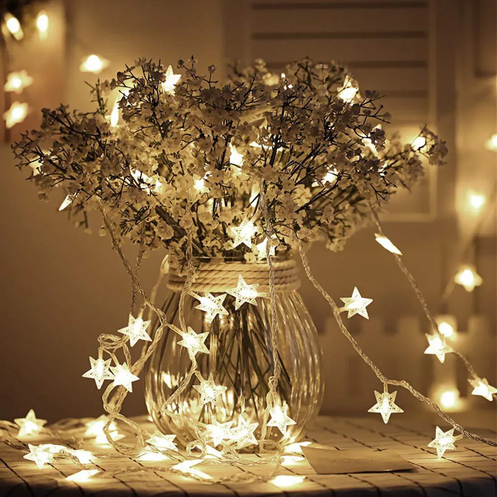 

СВЕТОДИОДНАЯ Гирлянда со звездами, мерцающие гирлянды на батарейках, Рождественская лампа, праздничная вечеринка, свадьба, декоративная ск...