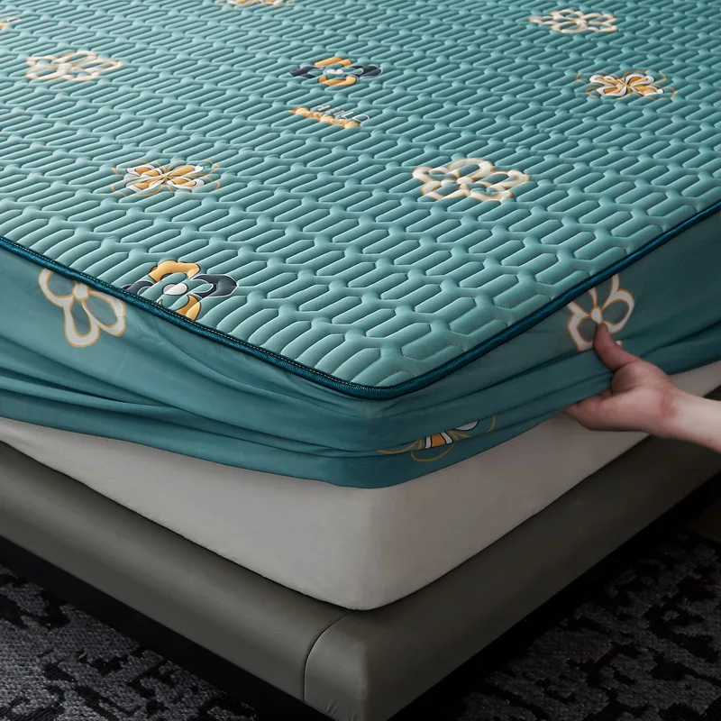 J Latex Fitted Sheet Printing Foldable Cooling Summer Sleeping Mat Queen Size Lovely Mattress Protector Cool Bed Cover | Дом и сад
