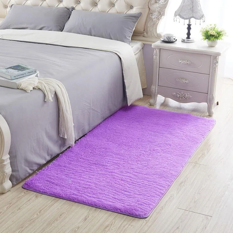 Purple High Quality Big Size Bathroom Carpet Floor Rug Bedroom Kitchen Bathroom Mat Sofa Rug 1pcs Rectangle Solid Bath Mat Doorway Rug - Цвет: Purple