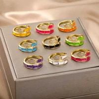 zircon multicolor snake rings for women gold color stainless steel open adjustable female engagement wedding ring jewelry