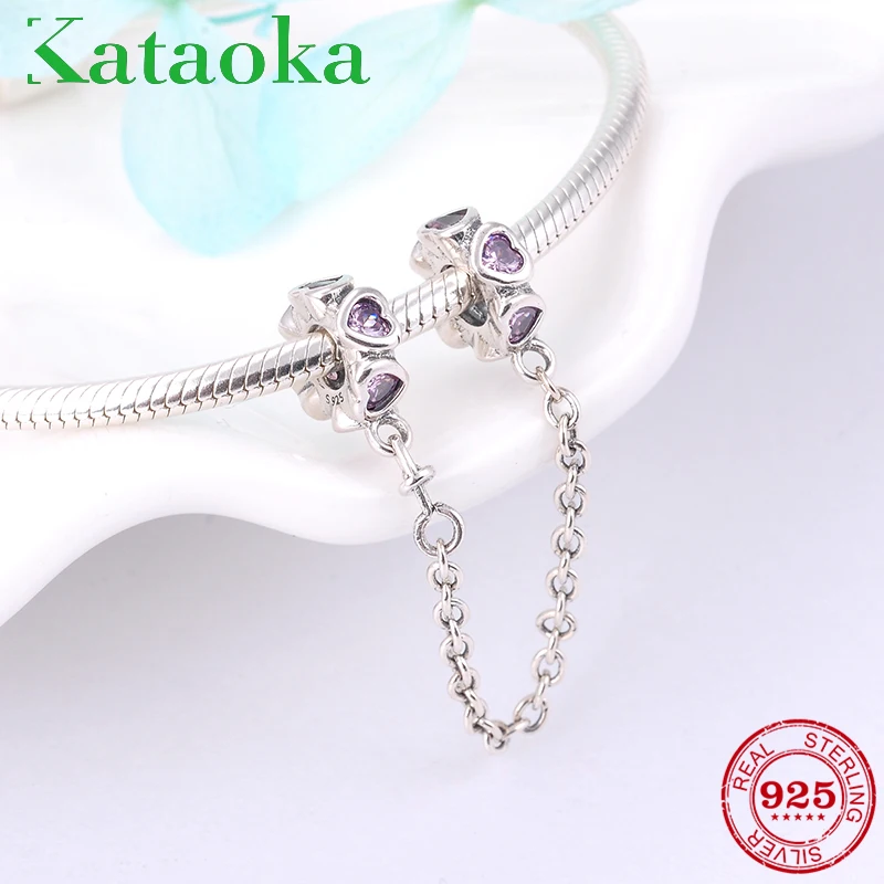 Женский браслет из серебра 925 пробы с розовым сердцем | Украшения и аксессуары