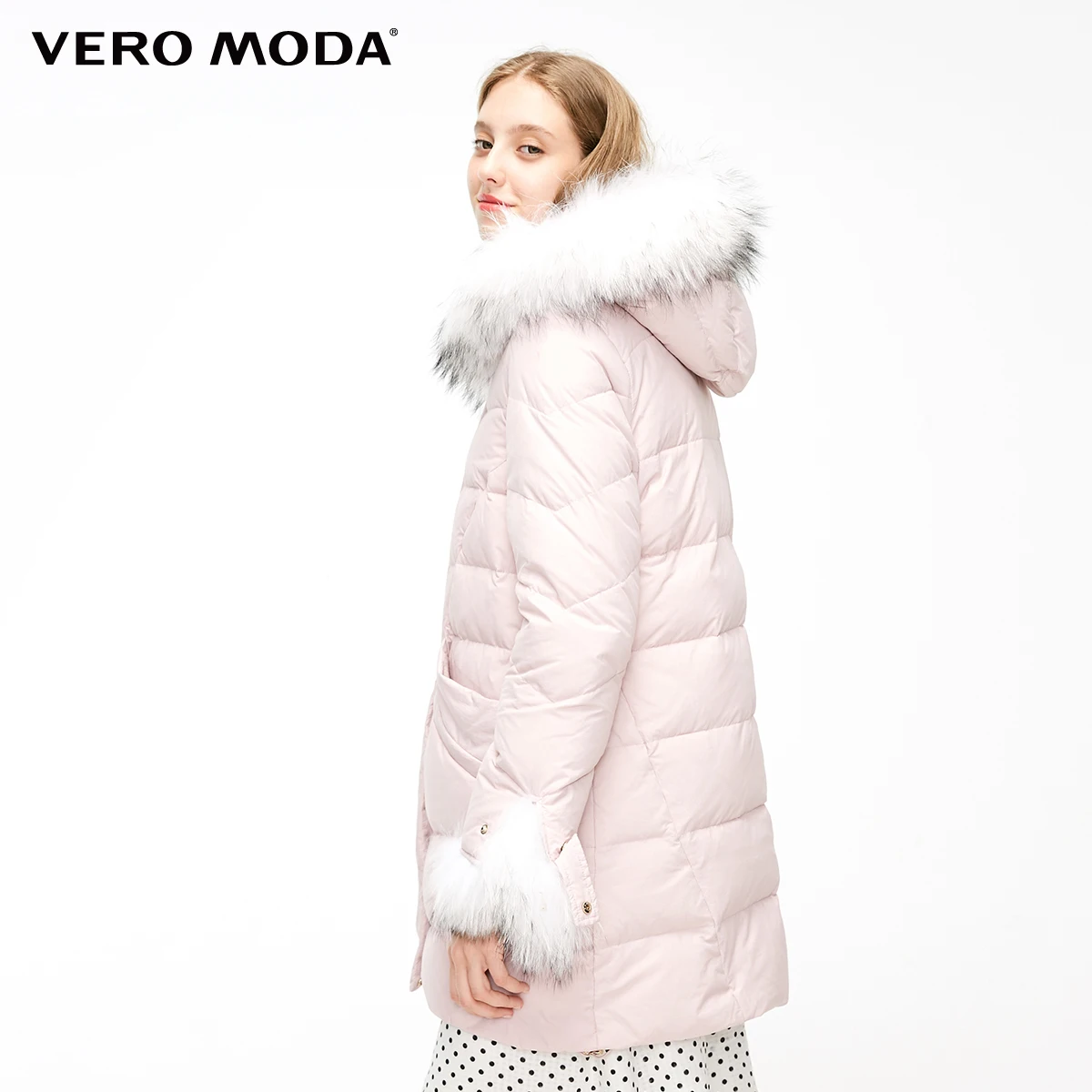 Vero Moda женский Съемный Енот с капюшоном длинный пуховик | 318412541