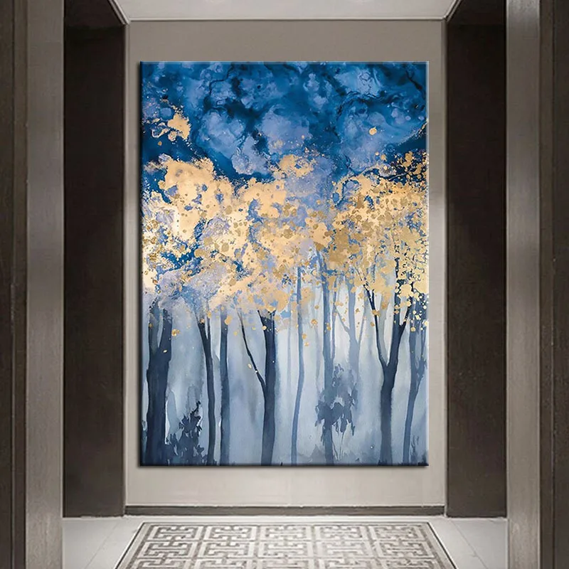 

100% ручная роспись золотого листа дерева абстрактная масляная живопись на холсте гостиная фотографии на домашней стене современные картины на стену