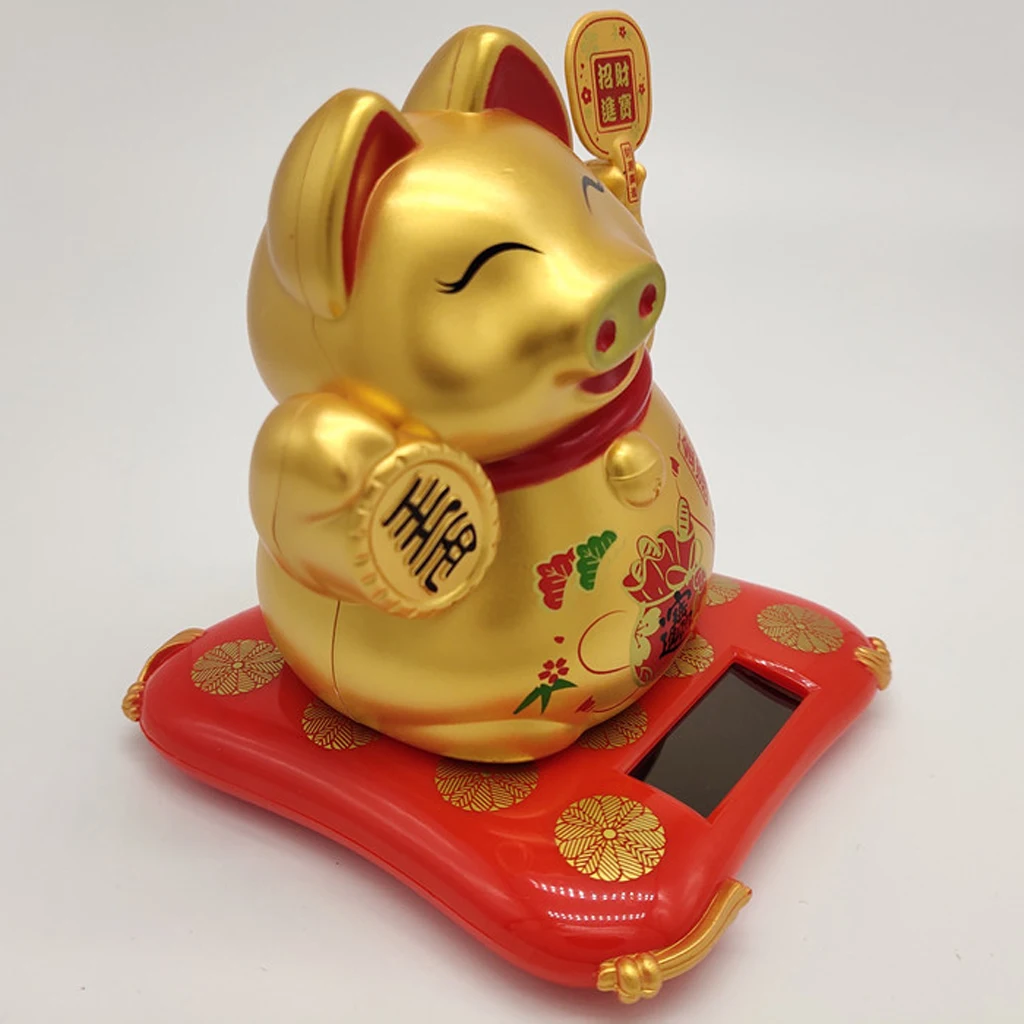 Симпатичная модель на солнечной батарее Счастливый золотой свинья