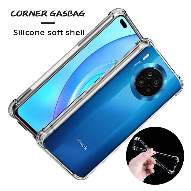 Funda,Transparent Case For Honor 50 Lite X8 10X X7 X9 Silicone Phone Case Honor Magic 4 Lite Soft Shockproof Case Honorx8 50Lite Back Protective Cover & Glass Honor X8 2022 Magic4 Lite 5G Cases