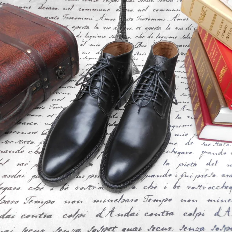 Goodyear/повседневные ботинки Обувь на заказ из коровьей кожи с острым носком