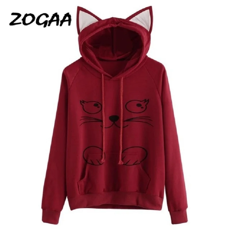 

ZOGAA 2021 Harajuku Japanese Sweatshirt Women Punk Gothic Hoodies Long Sleeve Cute Cat Ear Hoodies Kawaii