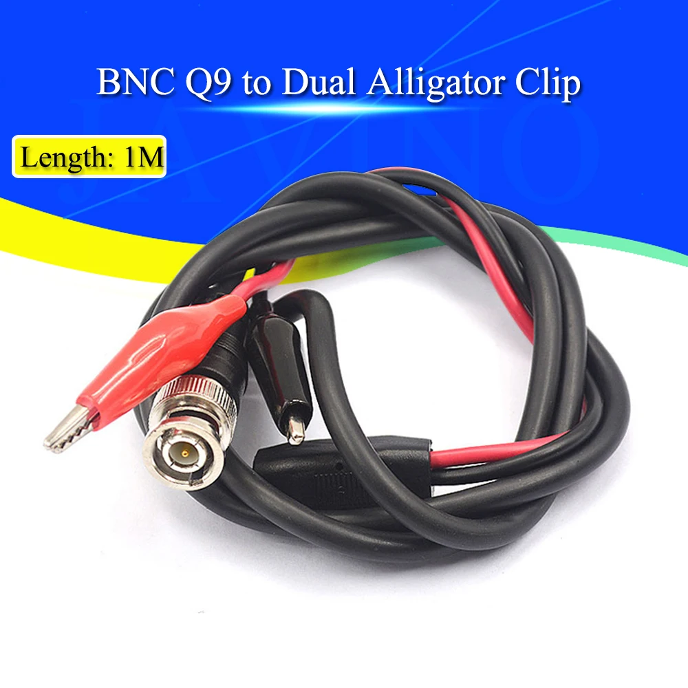 

100CM BNC Q9 to Dual Alligator Clip Oscilloscope Test Probe Leads Cables Connector Dual Tester Tools for Electrical Working