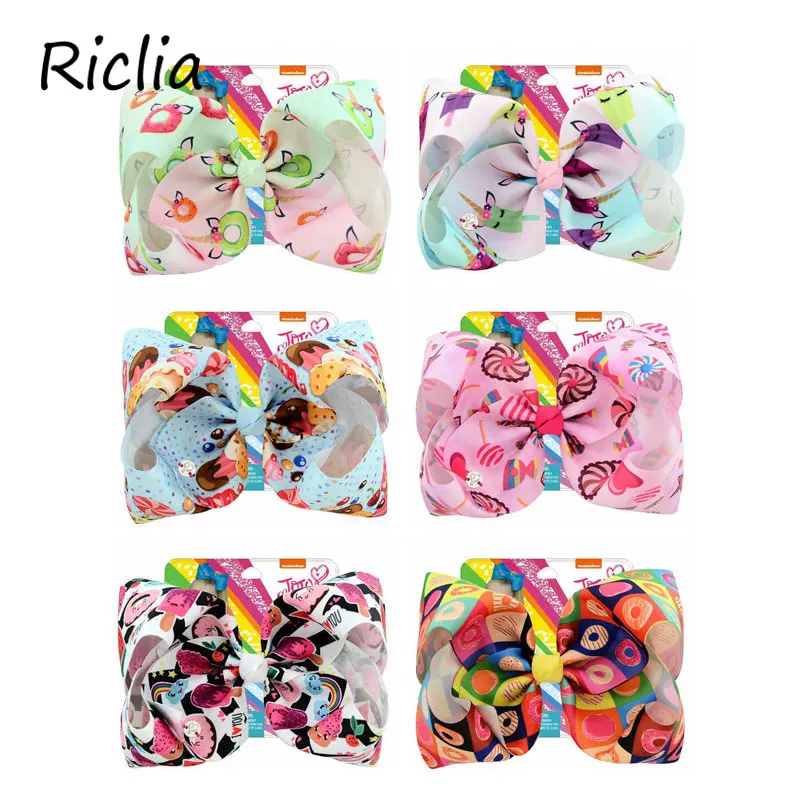 Riclia 6 шт./лот большой бант заколки для волос детей Красочные Красота ручной работы