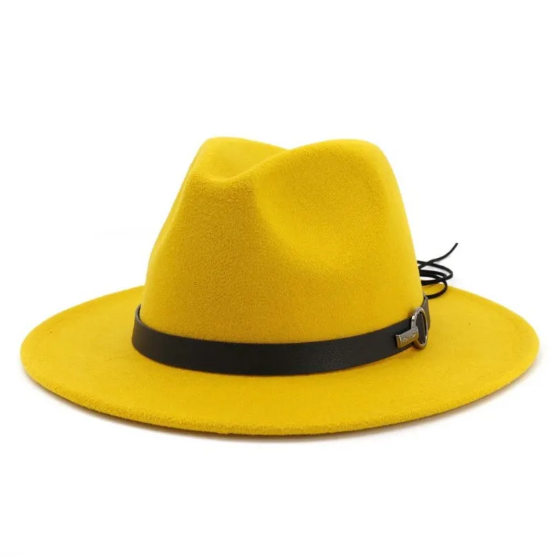 Для женщин с широкими полями шерсть фетр Джаз Fedora шляпы Панамы стиль дамы
