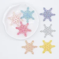 50pcs glitter christmas snowflake padded appliques for diy tree glass windows stick handmade hair clips bow decor patches p60