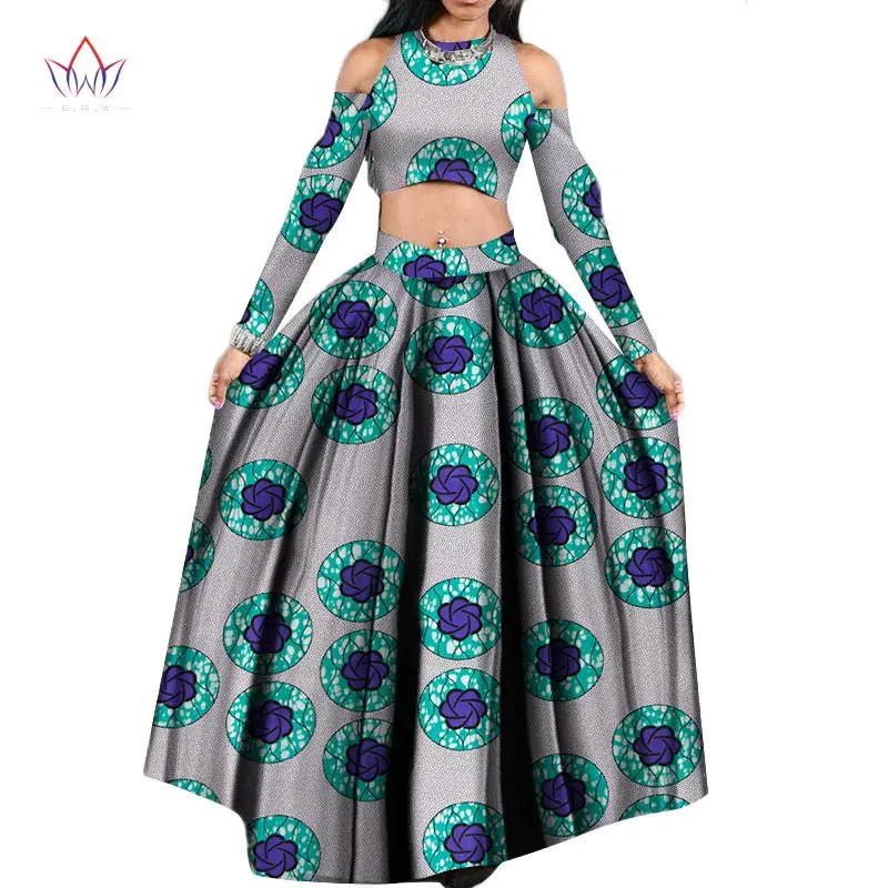 african Tradition 2 piece set women  Africa Clothing full sleeve Dashiki o-neck african wax prints for women clothing WY1024