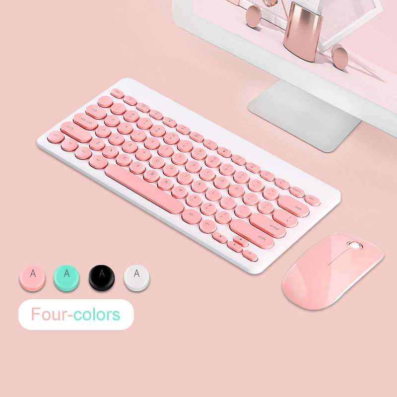 2 4G USB Беспроводная игровая клавиатура мышь комбинированная круглая Бесшумная