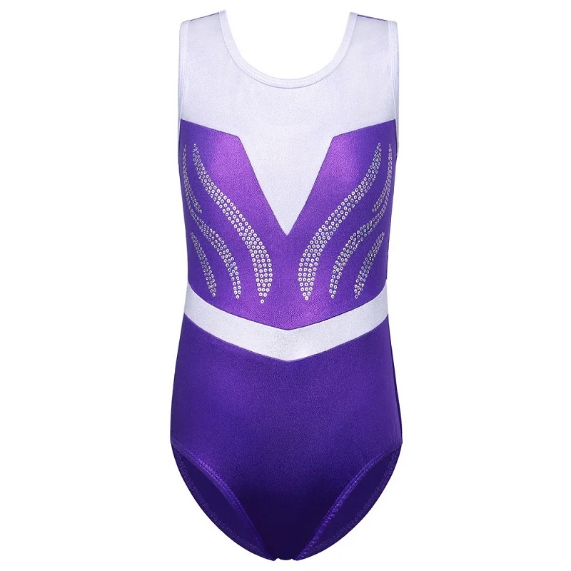 B230 purple BAOHULU/блестящие трико с буквенным принтом для девочек; детский спортивный костюм для гимнастики; спортивный костюм; Спортивный костюм для детей - Цвет: B230 purple