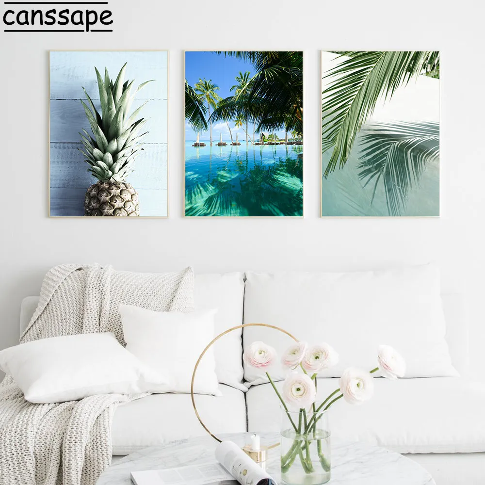 Холщовый постер с тропическими растениями настенный художественный принт