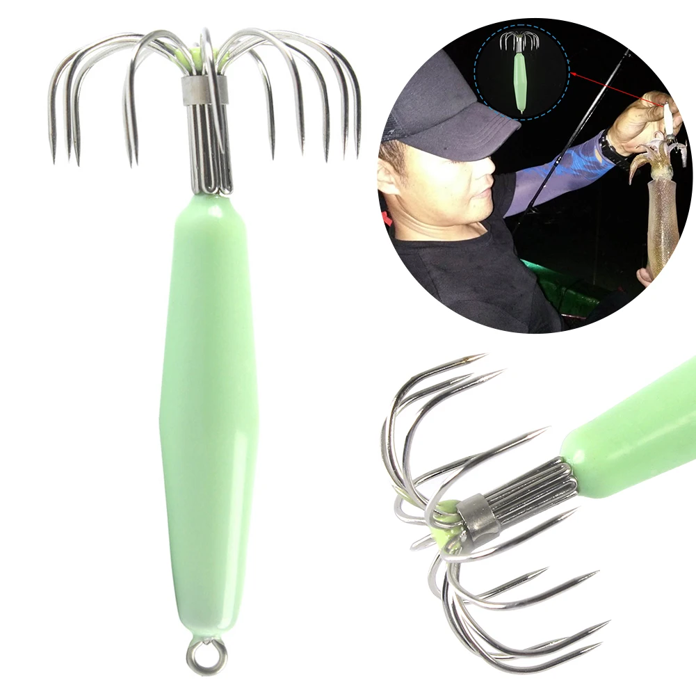 

5Pcs Stainless Steel Luminous Squid Hooks Fishing Tackle Lures Squid Jigs Hook 12 Pin Umbrella Type Octopus Fish Hook Pesca