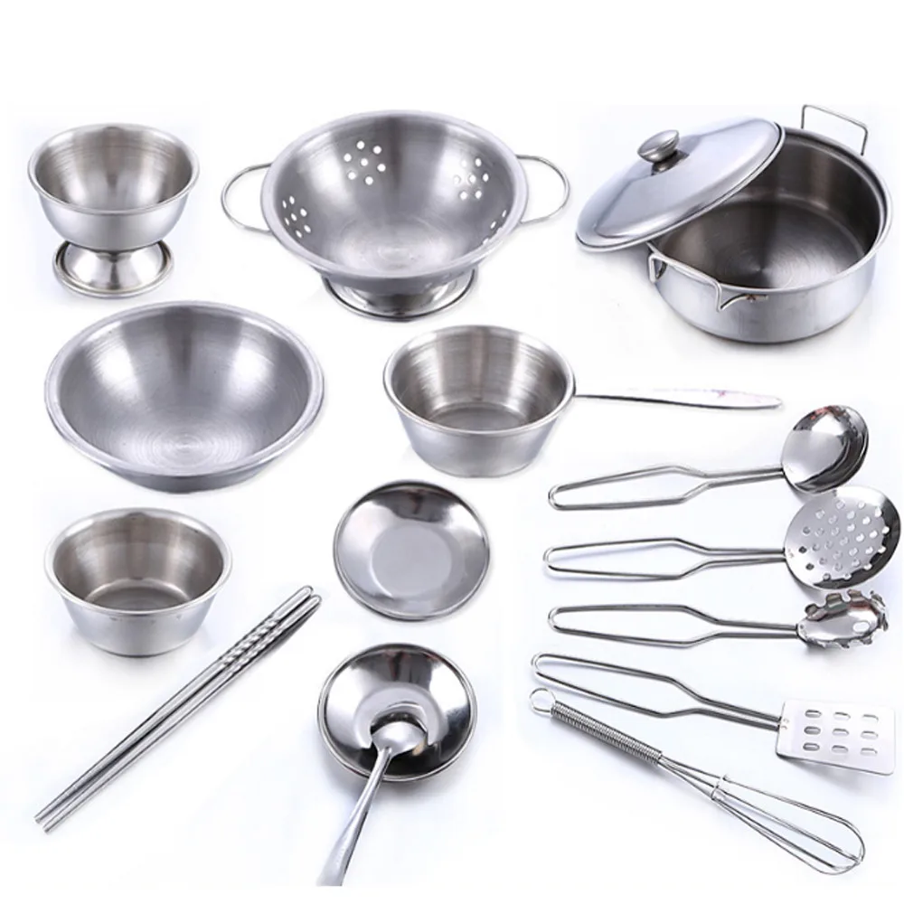 

16 Pcs Set Kids Play House Kitchen Toys Cookware Cooking Utensils Pots Pans Gift Interesting Toy For Children Newest Dishes Toy