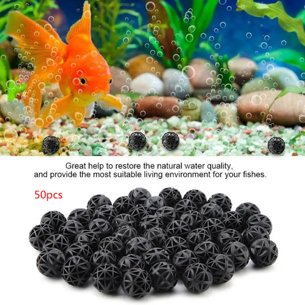 50 шт. аквариумный пруд риф био черные шарики 16 мм воздушный насос для аквариума