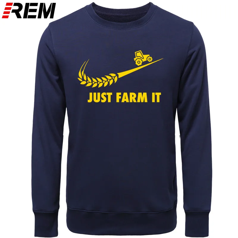 Худи rem Fashion Just Farm It для мужчин, с круглым вырезом, хлопок, с длинным рукавом, фермер, фермерский человек, топы, Толстовки, Толстовки - Цвет: NAVY YELLOW