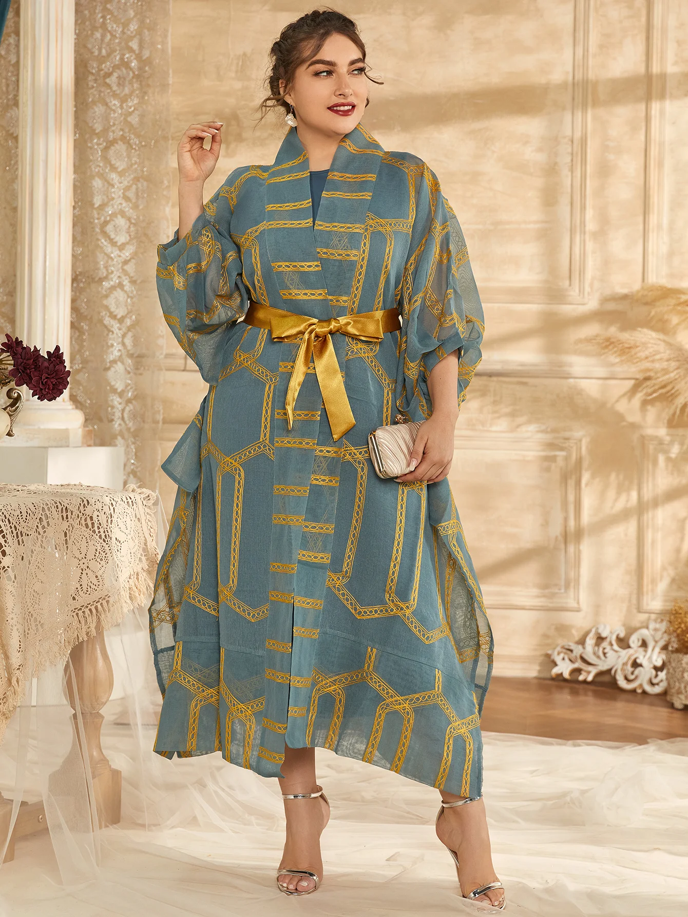 2021 абайя длинные весенние женские платья с рукавом-бабочкой большие размеры