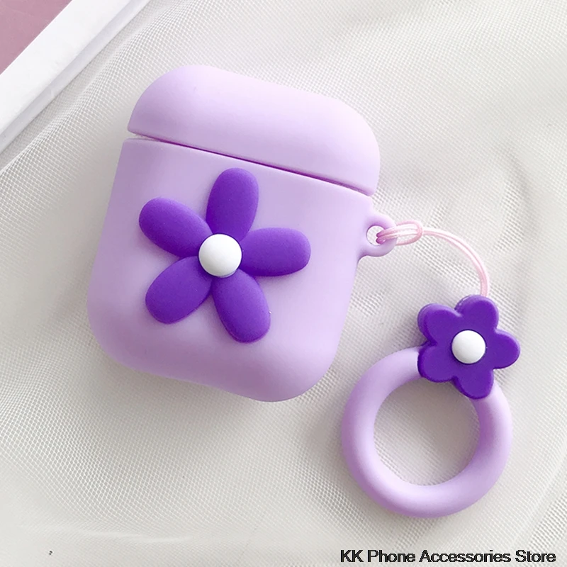 Чехол для AirPods защитный чехол с милыми цветами Air Pods 2 наушников Bluetooth мягкий