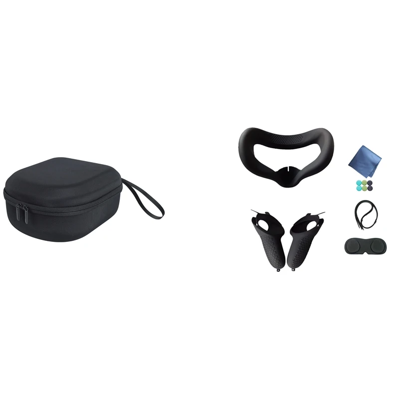 

For Oculus Quest 2 VR Press Controller Case With Knuckle Strap Handle Grip & EVA Travel Storage Bag Carrying Case Box