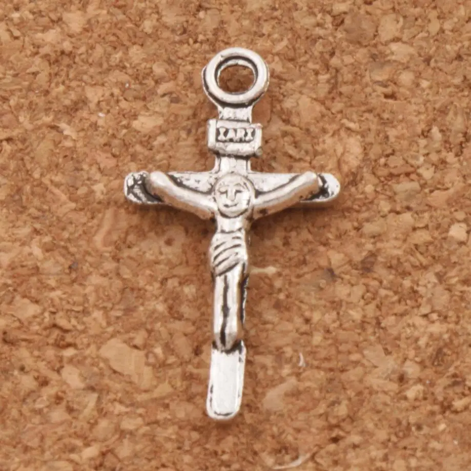 IARI Jesus Crucifix Cross Charm Beads 11.7x22.3mm 200pcs Zinc Alloy Single Side Pendants Fashion Jewelry DIY L484