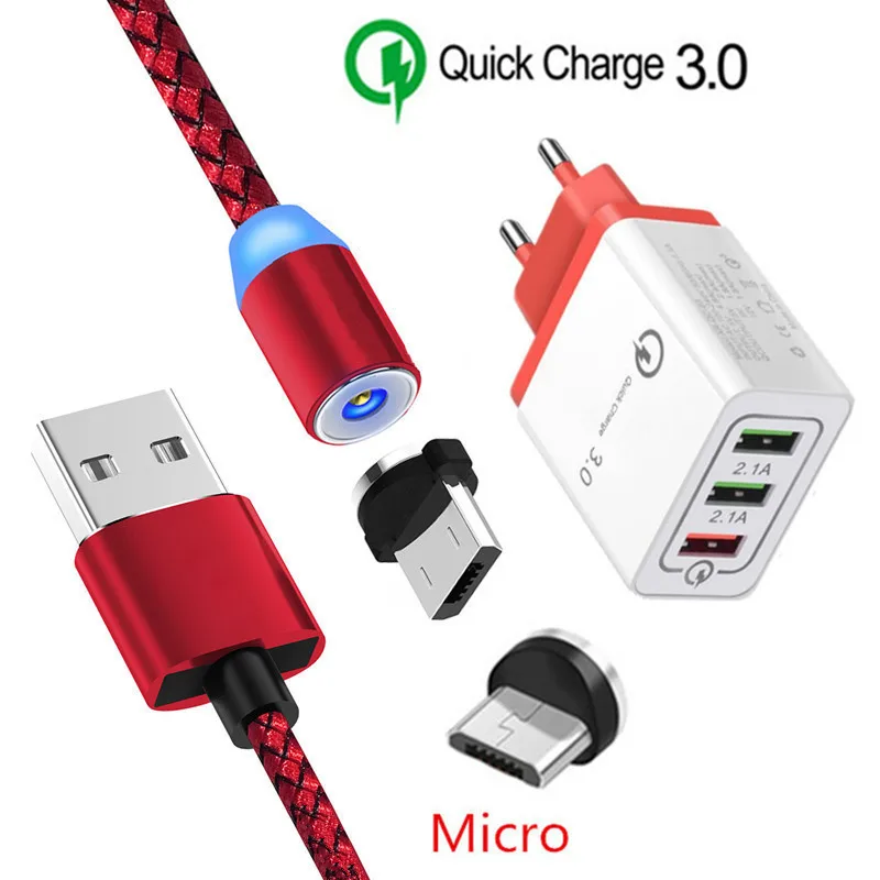 Магнитный кабель Micro USB QC 3 0 быстрое зарядное устройство для Samsung A7 2018 Nokia 6 Huawei Y5 Y6 Y7