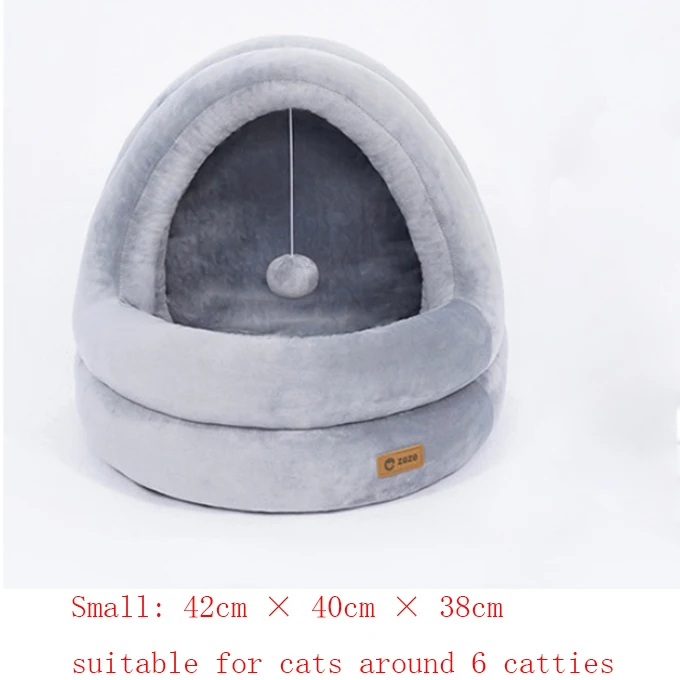 A-Small Домик для домашних животных для кошки, кровать, вилла, четыре сезона, универсальные закрытые товары для животных, кошек, моющийся плюшевый питомник, домик для домашних животных, собачий складной - Цвет: A-Small