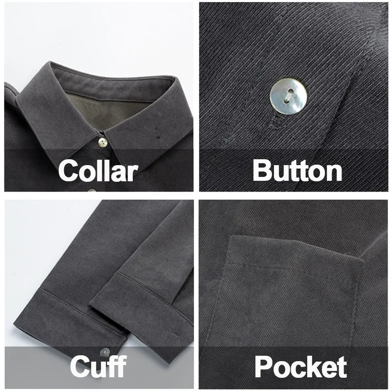 

Shirts Women Solid Pocket Girls Top Harajuku Leisure Mujer Spring Students All-match Streetwear Hipster Couple Female Outerwear