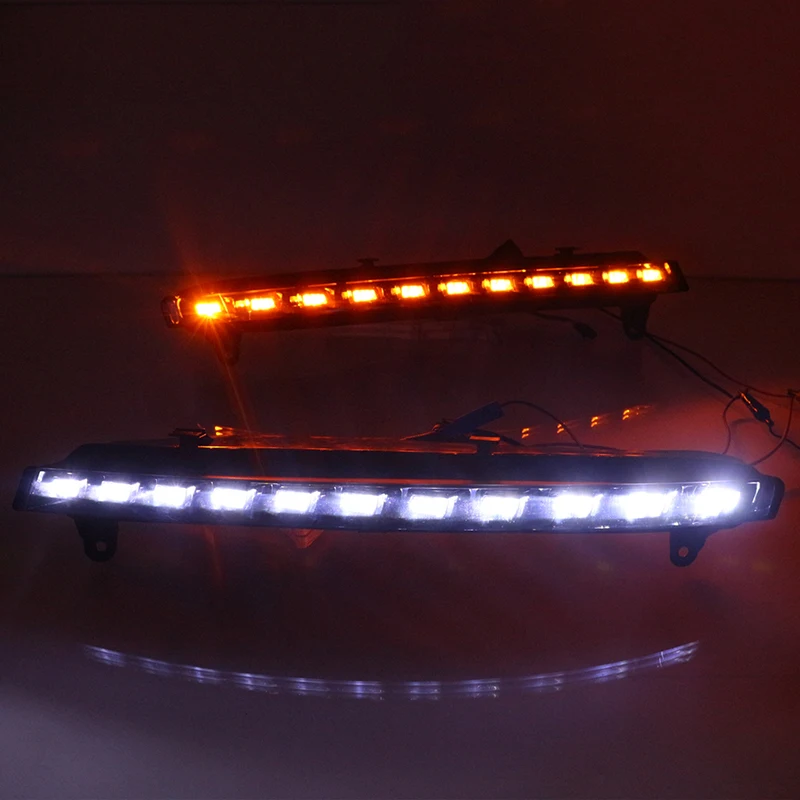 

2pcs For Audi Q7 2009-2015 LED Daytime Driving Running Light DRL Car Fog Lamp 6000K White Light Turn Yellow Light